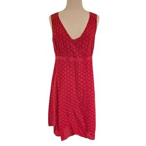 Vintage Stile Benetton Red Lace Wrap Dress with Inner Slip in Size S